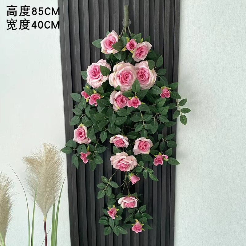 Simulación transfronteriza rosa colgada en la pared de plástico artificial de flores藤 acondicionado de aire acondicionado de pared de hogar orquídea colgante de orquídea decorada planta de藤