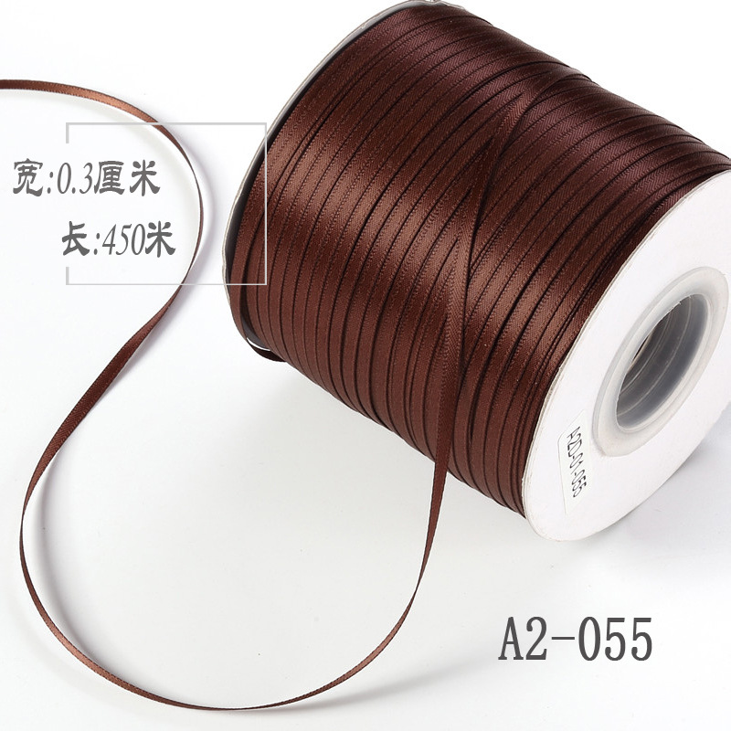 3mm de doble cara cinta de poliéster arco DIY cinta globo cuerda etiqueta grano embalaje fino cinta ropa satén