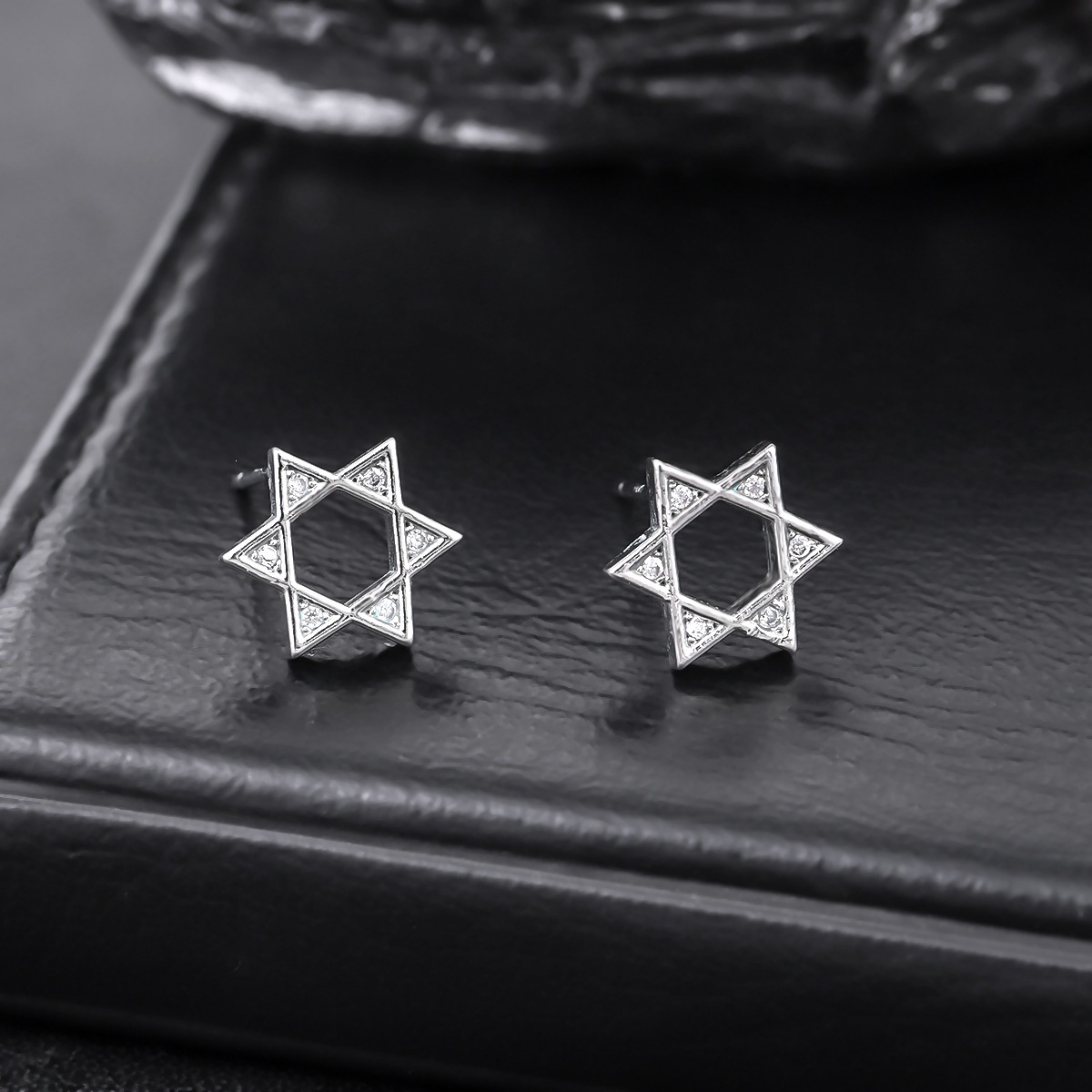 Hollow Hexagram Stud Earrings For Men Trendy Unique Accessories_voghion.com