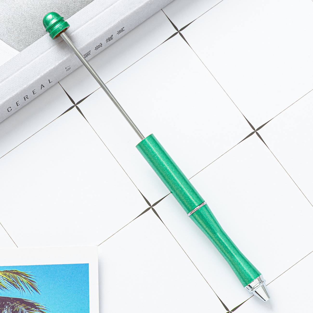 Pluma de cuentas de metal en stock al por mayor creativo con cuentas bolígrafo DIY bolígrafo personalidad metal DIY pluma con cuentas