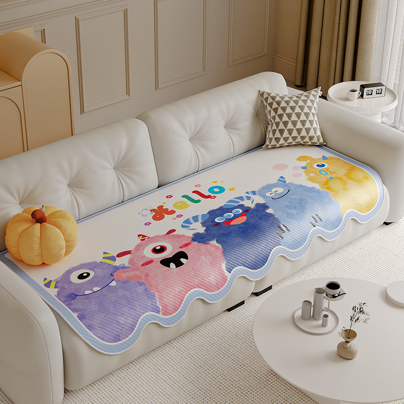 2025 nuevo cojín de sofá de ratán de seda de hielo de dibujos animados de verano cojín antideslizante de verano cojín de verano de forma especial cojín de hielo cojín