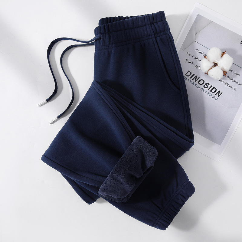 Women's fleece-lined, thickened, high-waisted, casual, versatile, jogger-style pants for autumn and winter, designed to elongate the legs and create a slimming effect, suitable for mothers