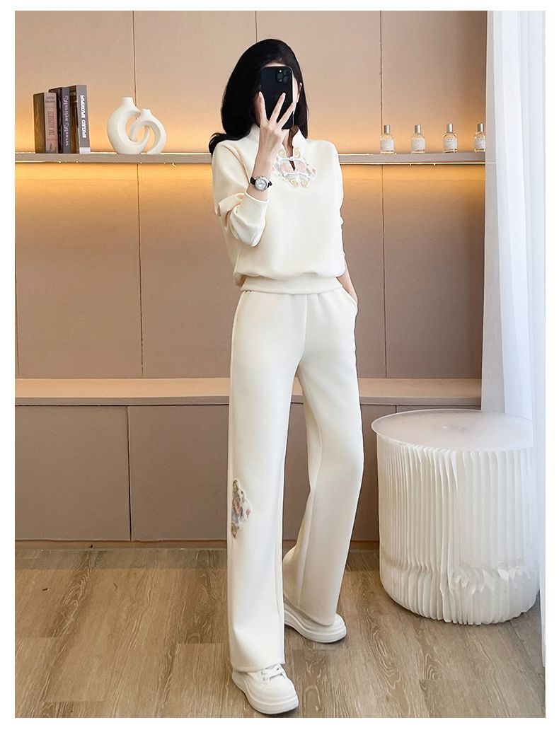 Damen Freizeit Sportanzug Set Mit Kapuzenpullover Und Weiter Hose_voghion.com
