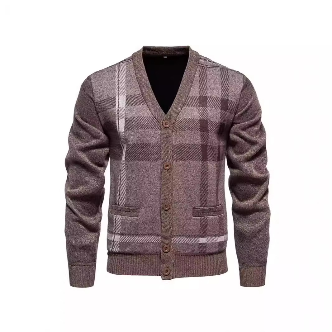 Herrenbekleidung 2024 Herbst und Winter neuer lässiger Pullover für Herren einfarbiger, verdickter Samtpullover mit Strickpullover für Herren_voghion.com