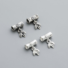 S925純銀福字竹節掛件DIY串珠節節高手鍊項鍊竹子隔珠飾品配件