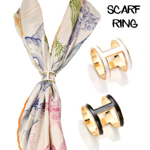 High-end silk scarf buckle H-style buckle luxury elegant silk scarf buckle versatile Korean business wear silk scarf clip elegant simple