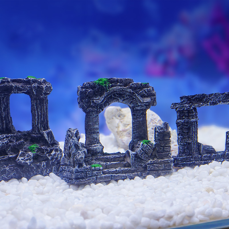 Doble columna romana resina musgo micro paisaje decoración peces tanque paisaje Decoración