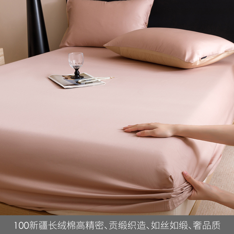 Alta gama de 100 camisas de cama de algodón largo algodón una sola pieza de color sólido tributo satin algodón cubierta de cama de tres piezas