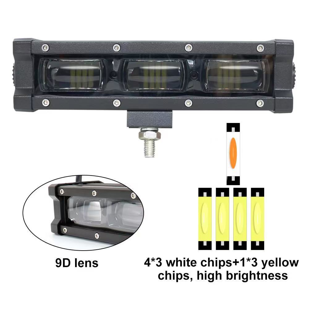 Car single-row 6D lens strip light LED off-road vehicle light truck 12V 24V front bumper grille auxiliary light