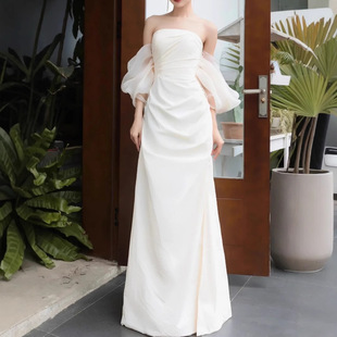 French-Style Light Wedding Dress for Outdoor Bridal Photoshoot, Small Luxury Niche High-End Reception Gown for Toasting