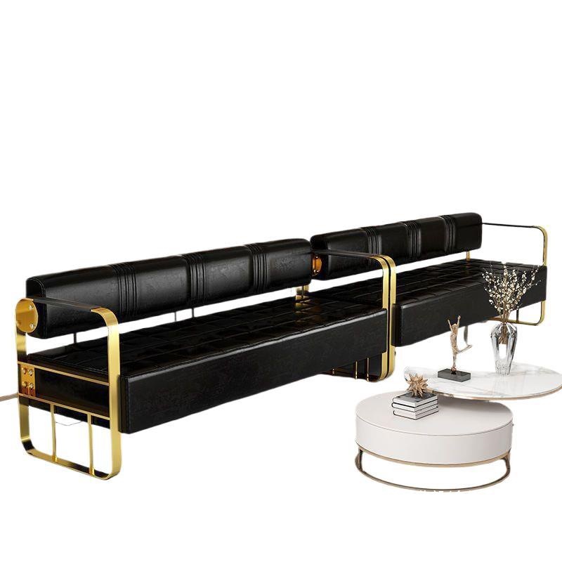 Fábrica directa red salón de peluquería sofá silla de espera salón de peluquería de lujo ligero sala de estar arena de acero inoxidable image 5