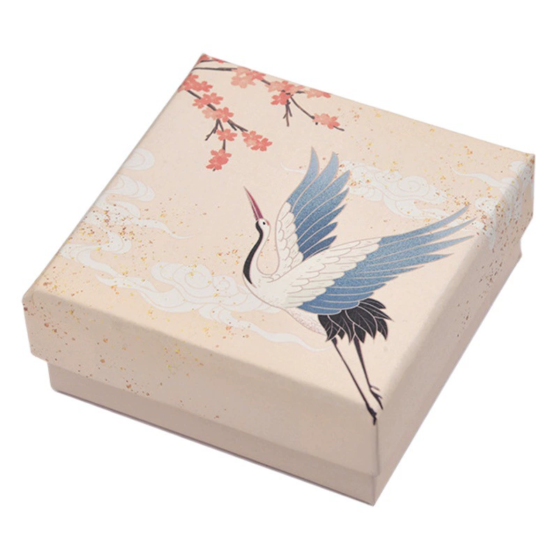 Спотовая бумага старинный стиль сливовый журавль маленькая подарочная упаковочная коробка высокого качества кольцо шкатулка для волос шкатулка браслет ожерелье шкатулка для ювелирных изделий