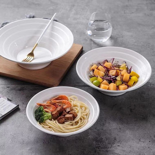 Hotel Supplies Double Line Horn Bowl Ceramic Roodle Bowl Creative Tableware Screw Bucket Bowl Boiled Fish Large Soup Bowl