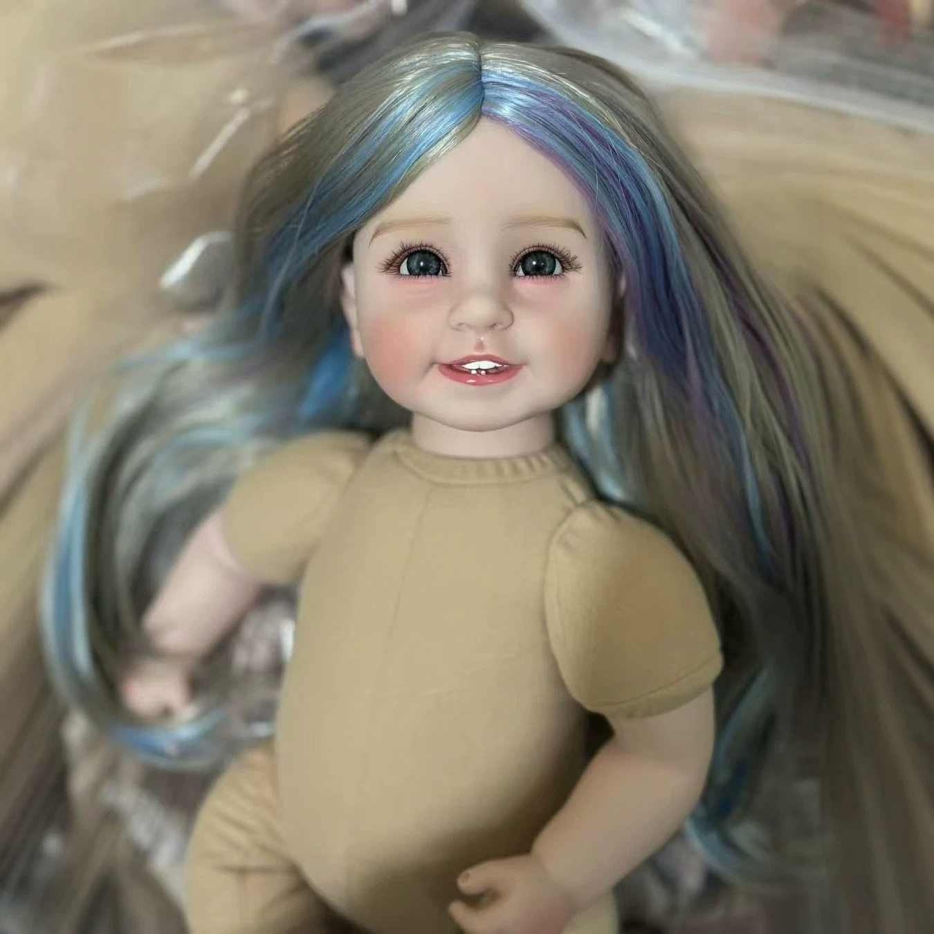 Nuevos seis dientes nuevos peinados simulación renacer ropa de bebé desnudo libre combinación, vestido. Regalos de Navidad para niños