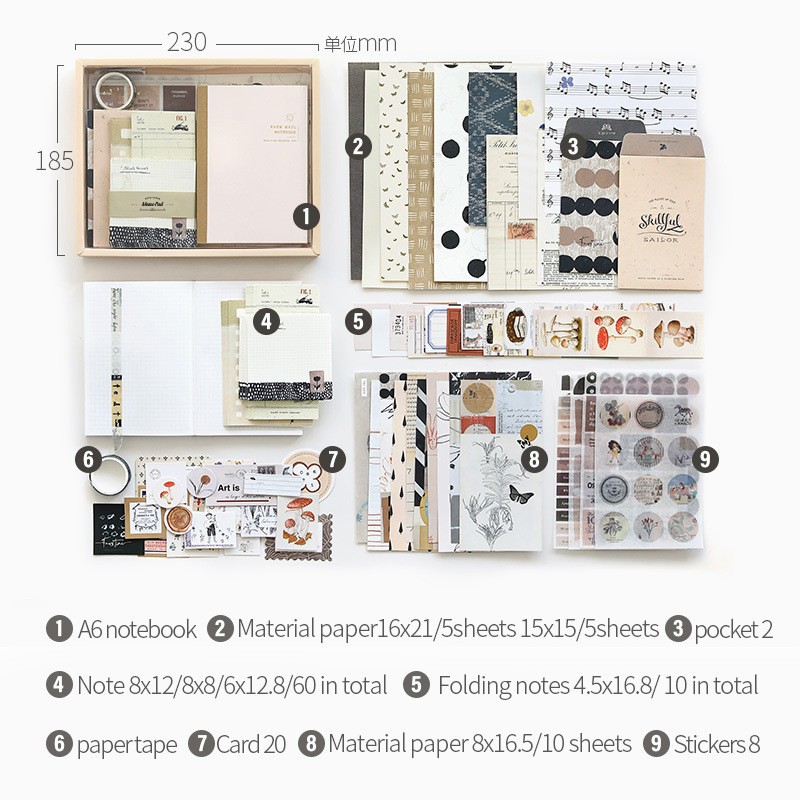 芯莫 欧米風蝶々図鑑 暖寄シリーズ ハンドブック素材ギフトボックス 可愛い女の子心方眼ノートセット