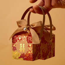 新款ins风结婚喜糖盒子感婚礼糖果盒手提包装喜袋空盒子袋子