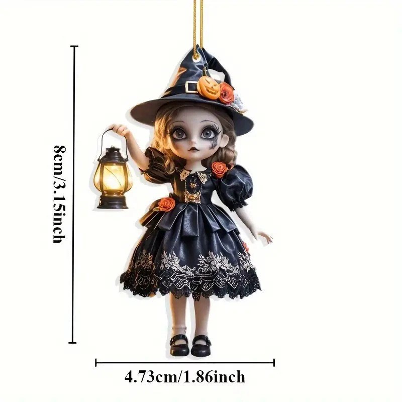 Nuevos productos de Halloween, pequeña bruja de vacaciones, colgantes de acrílico transfronterizos, colgantes de decoración de automóviles, colgantes de joyas para el hogar
