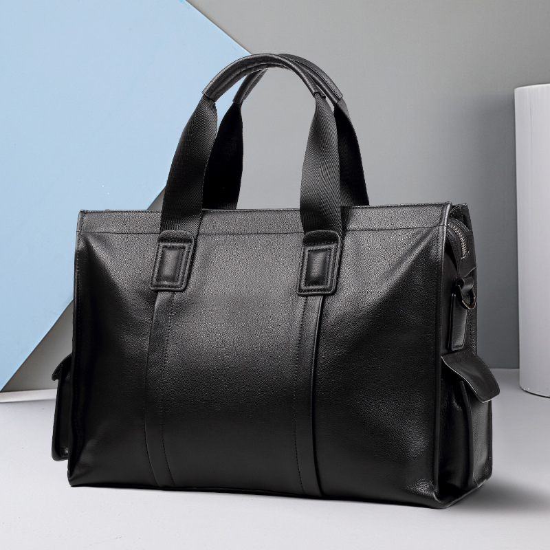 2023 New Men's Bag Genuine Leather Men's Handbag Cowhide Computer Bag 14 Inch Business Large Capacity Crossbody Briefcase_voghion.com