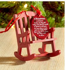 Christmas wooden craft small rocking chair Christmas in heaven commemorative decoration A chair + tag set