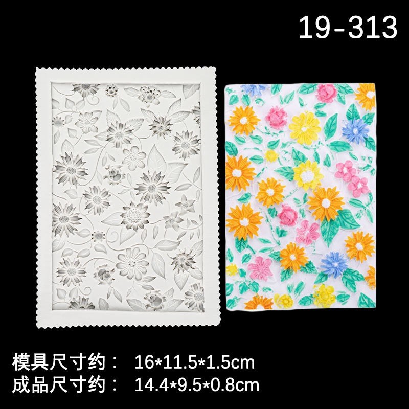 Planta flor fondant chocolate en relieve hojas de ratán patrón retro molde de silicona textura de pastel decoración