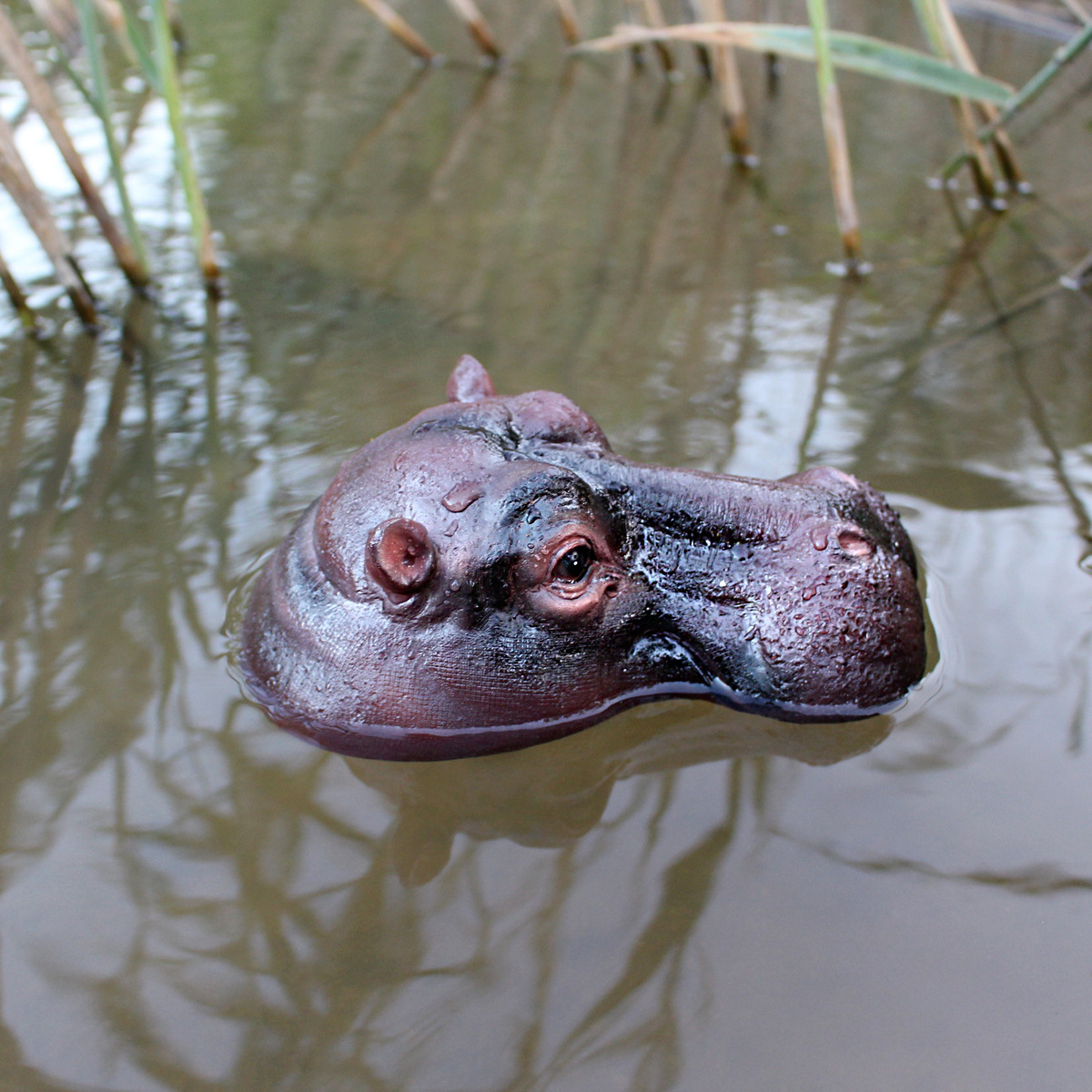 Spring New Product Simulation Hippo Head Floating Water Ornaments Garden Fake Mountain Waterscape Fish Pond Surface Animal Head Decoration 