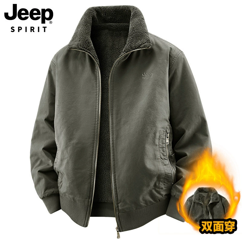 秋冬季新款棉衣男男装保暖上衣加绒外套工装大码双面穿棉袄7956JP