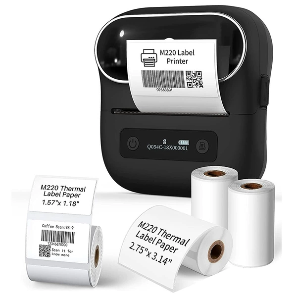 Three-inch [M220 English version] Black + 1 roll of printing paper
