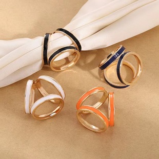 Korean Style Simple Elegant Enamel Color Tricyclic Silk Towel Buckle Multi-purpose Scarf Buckle Fashion All-match Shawl Buckle Chest for Women