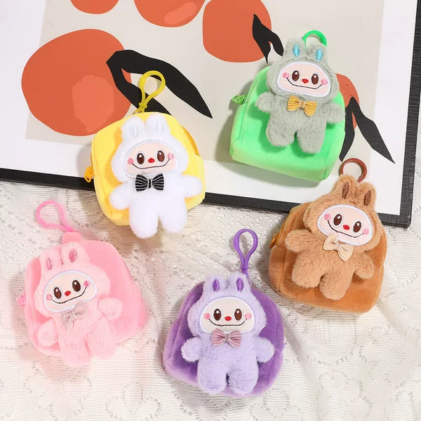 Candy-Colored Labubu Coin Purse Cartoon Colorful Mini Labubu Small Bag Portable Storage Earphone Case