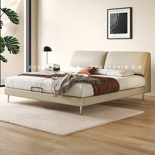 Government-Subsidized Zolshi Elephant Ear Leather Bed Italian Minimalist Master Bedroom Wedding Bed 1.8m Bed Classy Leather Bed