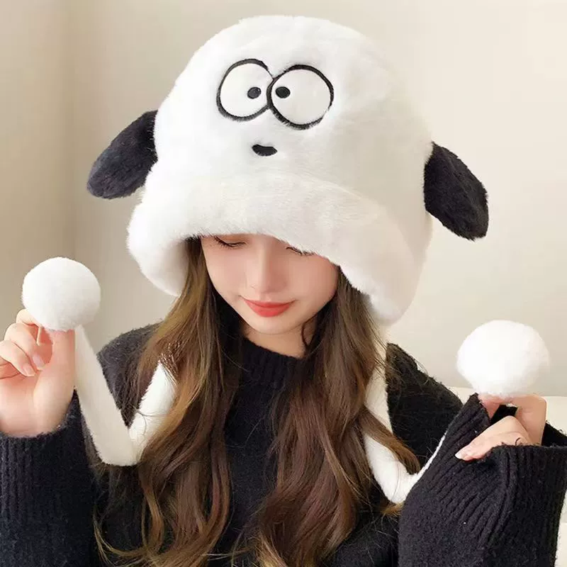Cute cartoon overall, winter scarf, keep warm gloves, hat, set, 3 piece set