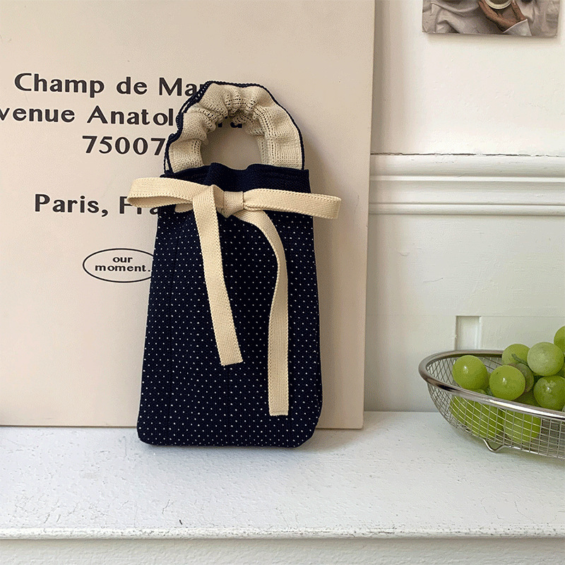 Bolsa de punto, oreja de madera, diseño de nicho, bolso con cordón de dibujos animados, bolso de mensajero portátil de todo fósforo, bolso de teléfono móvil