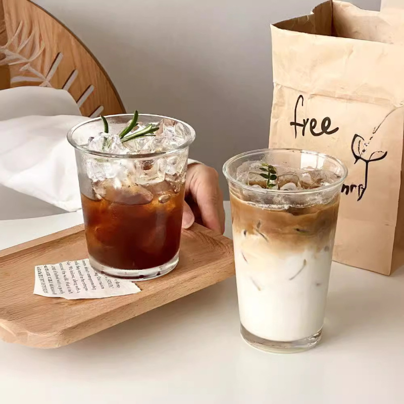 シンプルなガラスアイスアメリカンイン逆口コーヒーカップ水カップミルクドリンクカップミルクセーキミルクティーコーヒーカップ|undefined