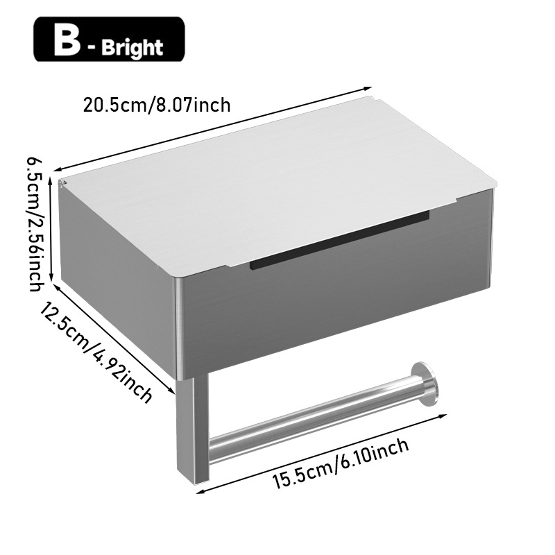 Soporte de pañuelos transfronterizo 304 soporte de papel higiénico sin agujeros de acero inoxidable caja de pañuelos de privacidad del baño soporte de papel enrollado caja de pañuelos húmedos