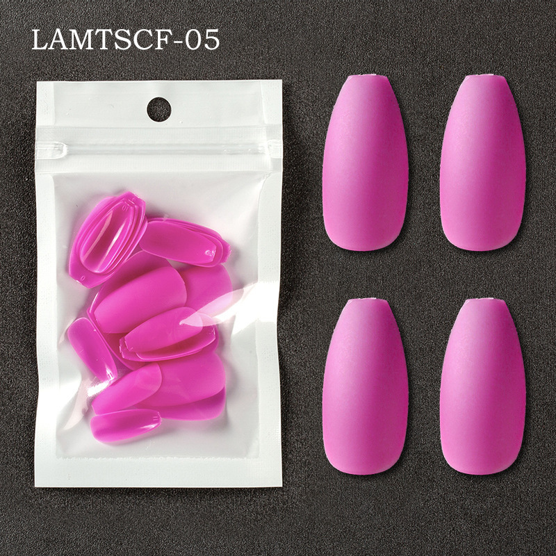 24 Packs of Frosted Matte Short Ballet Nails Solid Color False Nails T-Shaped Full Wear Nails