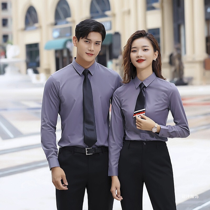 Korean Style Shirt Store, No-Iron Shirts, Long-Sleeved Shirts for Sales Professionals, Versatile Business Workwear for Men and Women, Cotton