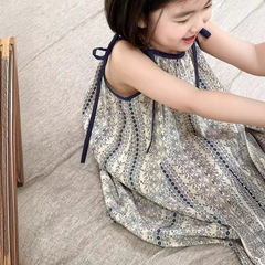 Children's Dress—Lai Bao Bao 2024 Summer New Arrival Korean Kids' Clothing, Korean-Style Lace-Up Cute Floral Loose Dress for Girls
