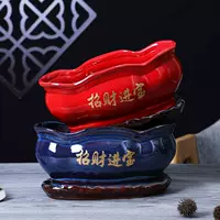 Zhaochai Jinbao цветочный горшок керамический красный богатое дерево женьшень баньян специальный бамбуковый горшок креативный ретро с подносом