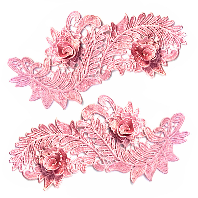 Water soluble lace embroidery flower symmetry 3D Three-Dimensional Hollow flower piece fashion clothing DIY accessories polyester flower piece