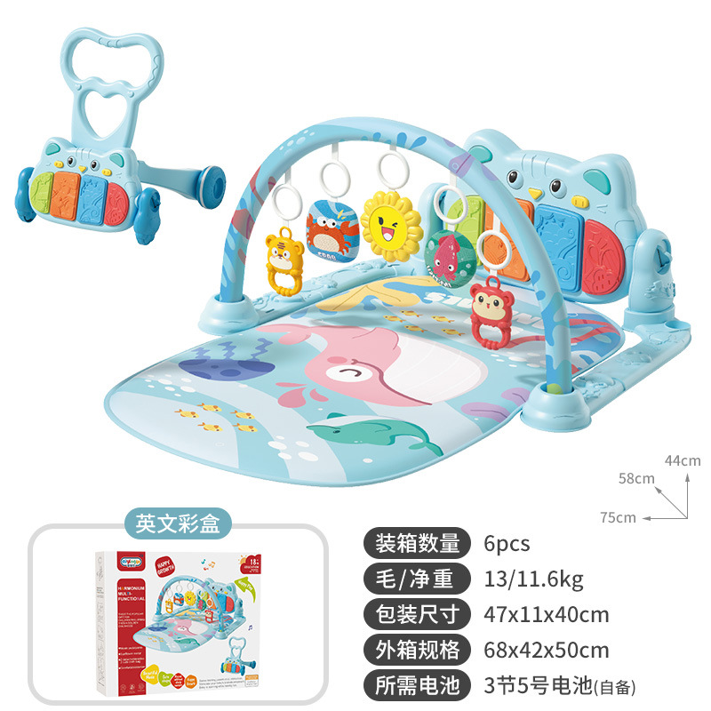 Baby 2 en 1 gimnasio caminante juguetes para bebés recién nacidos música pedal para aprender a caminar combinación de carro