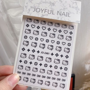 Nail Art Stickers Cartoon Kt Cat Head Star Heart Katie Kitten Adhesive Nail Decals Wholesale Cute