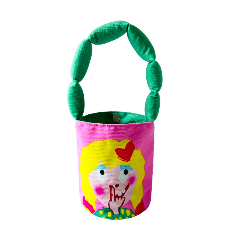 Nueva Ilustración Creativa correa de hombro llena de algodón bolsa de cubo bolsa de hombro Montaña y Mar Sutra portátil bolso de lona artística al por mayor