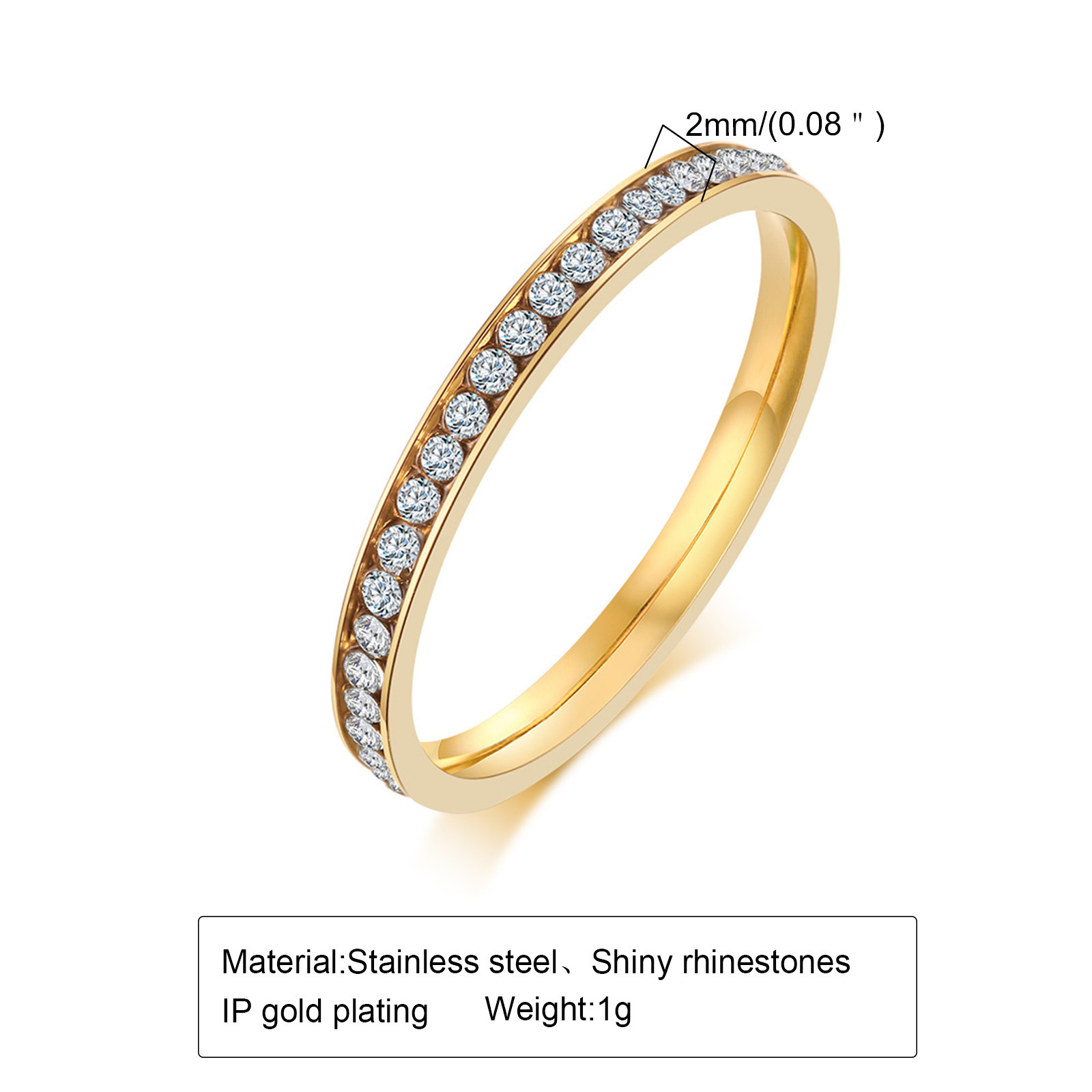 Simple Style Circle Titanium Steel Plating Inlay Rhinestones Gold Plated Rings display picture 1