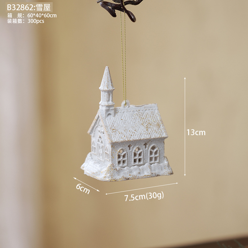 Buscando árboles de Navidad transfronterizos colgantes de flocos de nieve de Navidad casa de oro blanco arco ángel decoración de ventanas