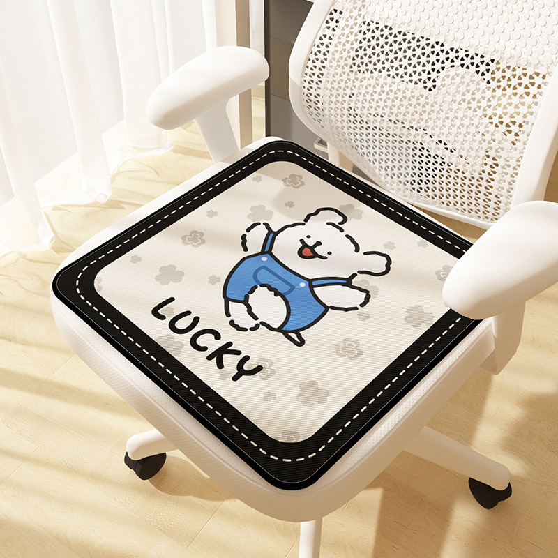Cojín de seda de hielo de verano, línea encantadora, alfombra de perros antideslizante, cojín de asiento de oficina confortable y transpirable.