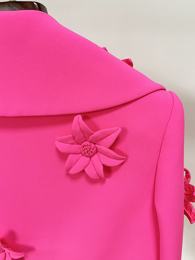 Women's Suit Jacket With 3d Flower Decoration Fluorescent Blazer_voghion.com