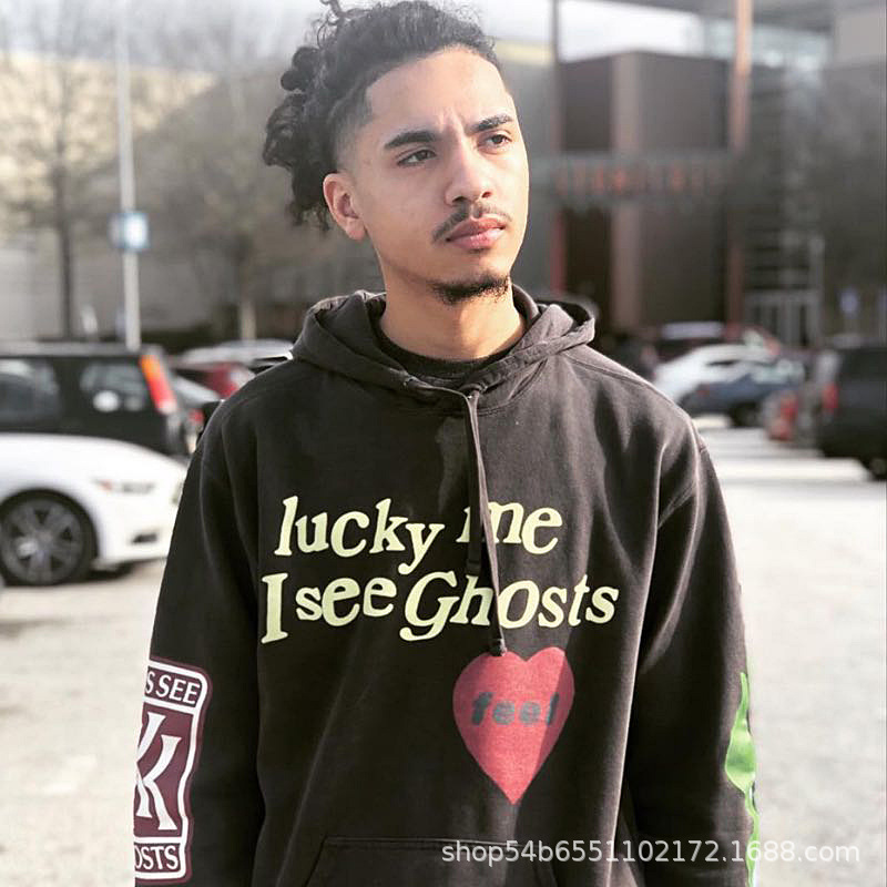 Kanye llama Amor graffiti carta suéter cpfm moda europea y americana hip hop fleece forrado con capucha abrigo moda