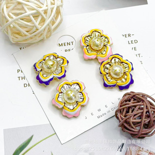 Tweed Style Enamel Pink Camellia Oil Dripping Pearl Flower Clothing Accessories Fashion Clothing Brooch Accessories