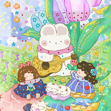 现货跨境热销5D满钻大小亮钻钻石画 小白兔动物点钻装饰画批发