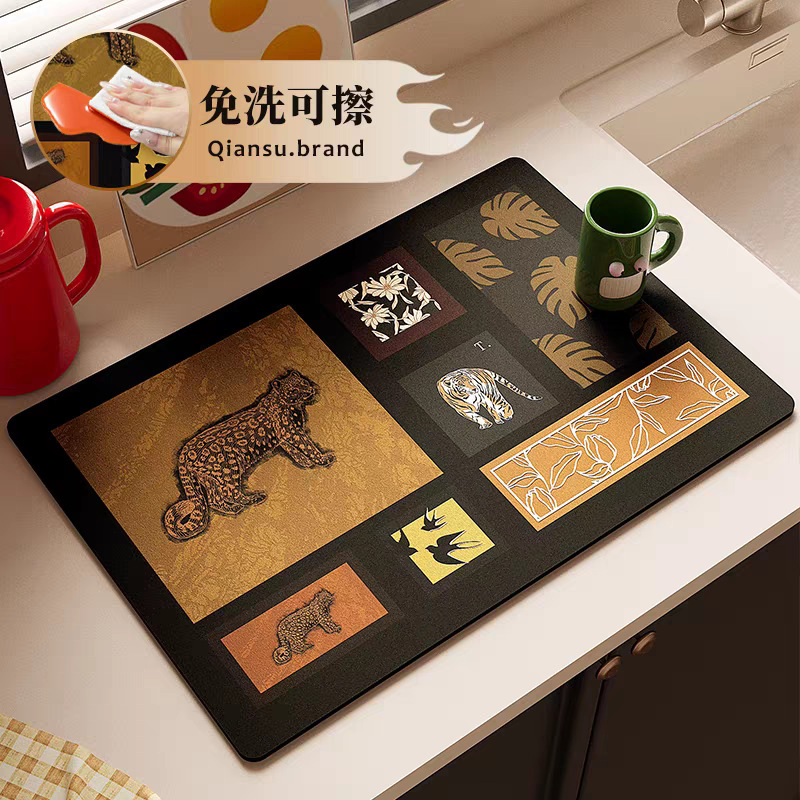 跨境temu咖啡机垫厨房杯子碗筷吸水垫茶盘洗碗吧台咖啡杯垫沥水垫|undefined